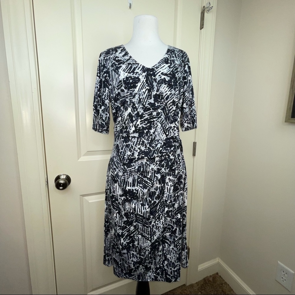 Nic+Zoe Black Multi Faux Wrap Midi Dress NWT M - Picture 15 of 16